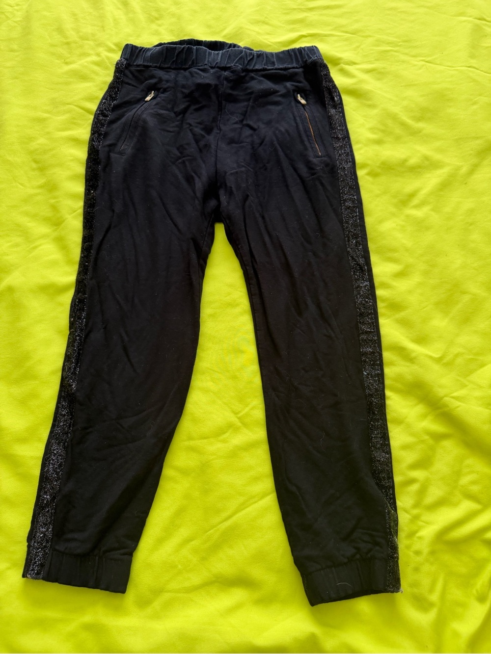 Crewcuts Black Joggers with Glitter Side Stripes